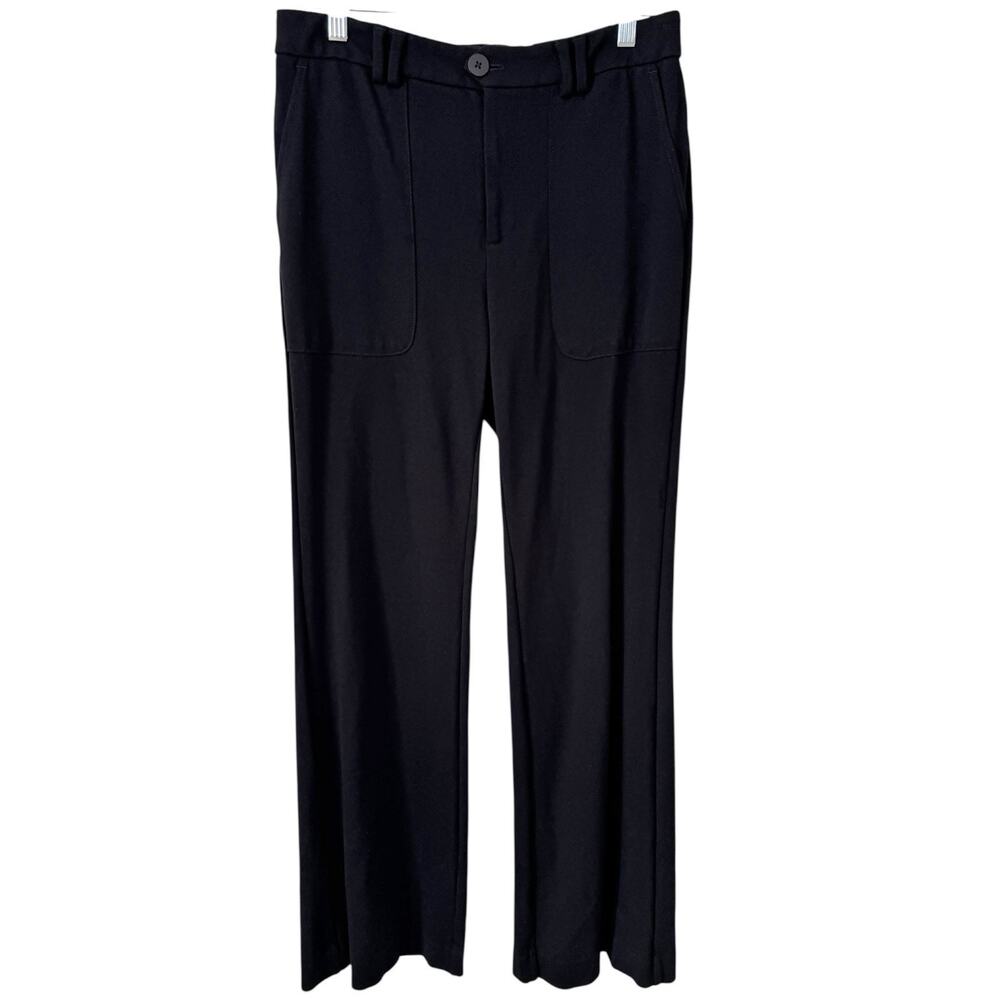 Anthropologie The Essential Trouser Pants Black Flat Front Stretchy Size 8
